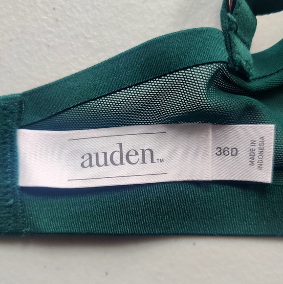 AUDEN Mesh Unlined Bra 36D Demi Coverage Underwire Dark Green NWT - Picture 3 of 7